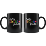 Hello second grade back to school black coffee mug