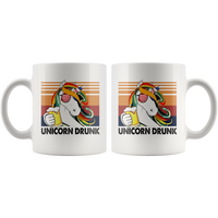 Unicorn Drunk Beer Vintage Retro Beer Lover White Coffee Mug