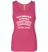 Louisiana Nurses Never Fold Play Cards - Womens Jersey Tank