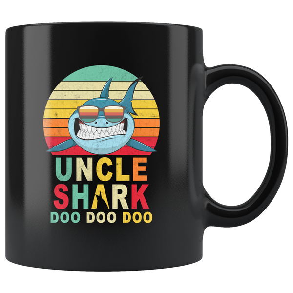Vintage Retro Uncle Shark doo doo doo black gift coffee mugs
