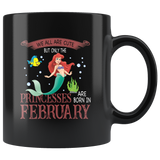 We are cute, princesses are born in February, birthday gift mermaid black gift coffee mug