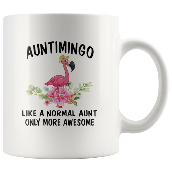 Auntimingo like a normal aunt but more awesome flamingo white coffee mug