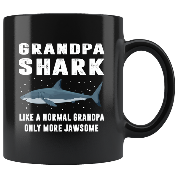 Grandpa shark like a normal grandpa only more jansome father's day gift black coffee mug