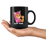 Cat mom strong mother's day gift black coffee mug