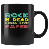 Rock Is Dead Long Live Paper Vintage Funny Black Coffee Mug