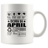 Born in April Multi-Tasking Problem Solving Loving Caring Intelligent White Coffee Mug