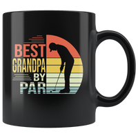 Best grandpa by par vintage retro play golf golfer father's day gift black coffee mug