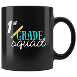 1st grade squad back to school black coffee mugs