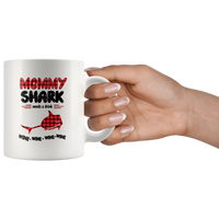 Mommy shark needs a drink wine gift white coffee mug