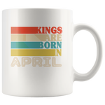 Kings are born in April vintage, birthday white gift coffee mug