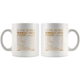June born facts servings per container, born in June, birthday gift white coffee mug