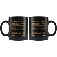 November born facts servings per container, born in November, birthday gift black coffee mug