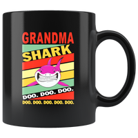 Vintage grandma shark doo doo doo black coffee mug, mother's day gift