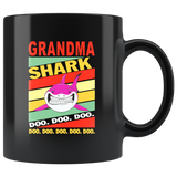 Vintage grandma shark doo doo doo black coffee mug, mother's day gift