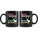 Vintage best buckin' grandpa ever deer, father's day gift black coffee mug