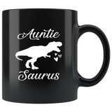 Auntie Saurus T-Rex Dinosaur Black Coffee mug