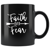 Faith over fear black coffee mug