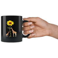 Giraffe you are my sunshine sunflower gift black coffee mug