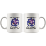 I may look calm but in my head i've shanked you 3 times unicorn white gift coffee mug