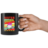 Vintage sister shark doo doo doo black gift coffee mugs