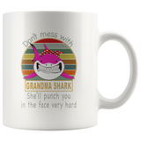 Don't mess with grandma shark, punch you in your face white gift coffee mug