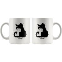 Black cat angry what white coffee mug