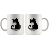 Black cat angry what white coffee mug