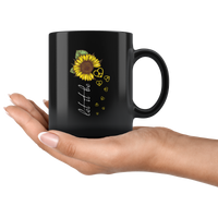 Let it be sunflower heart hippie black coffee mug