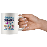 Grandma shark doo doo doo gift white coffee mug