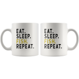 Eat sleep fish repeat white gift coffee mug