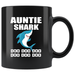 Auntie shark doo doo doo, aunt shark funny black gift coffee mugs