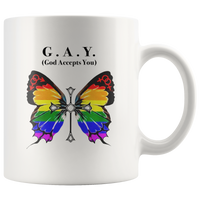 Gay god accept you lgbt rainbow pride white coffee mug