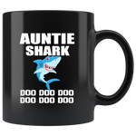 Auntie shark doo doo doo funny, aunt shark black gift coffee mug