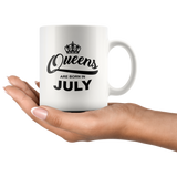 Queens are born in July, birthday white gift coffee mug