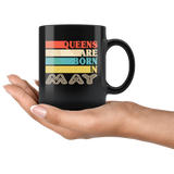 Queens are born in May vintage, birthday black gift coffee mug
