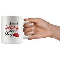 Aquarius Birthday Diva Slay Lip White Coffee Mug