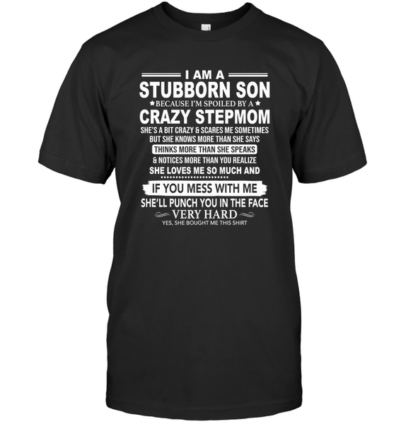 Stubborn Son Spoiled By Crazy Stepmom Mess Me Punch Face Hard Mothers Day Gift T Shirt