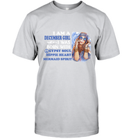 I am a december girl was born with gypsy soul hippie heart mermaid spirit birthday tee shirts
