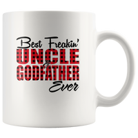 Best Freakin' Uncle And Godfather Ever Plaid Gift White Coffee Mug