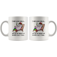 I may look calm but in my head i've shanked you 3 times unicorn white gift coffee mugs