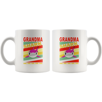 Vintage grandma shark doo doo doo white coffee mug, mother's day gift