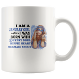I am a january girl was born with gypsy soul hippie heart mermaid spirit birthday white coffee mug