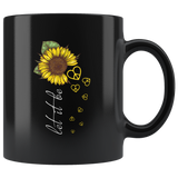 Let it be sunflower heart hippie black coffee mug