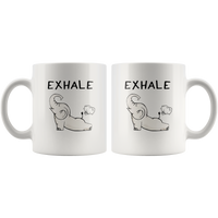 Yoga baby elephant exhale white coffee mug