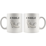 Yoga baby elephant exhale white coffee mug