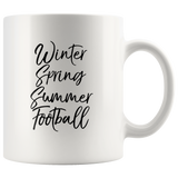 Winter Spring Summer Football white coffee mug