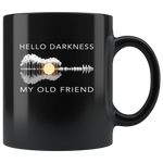 Hello darkness my old friend love guitar, Guitar lover black gift coffee mug