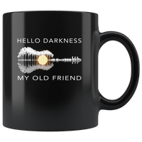 Hello darkness my old friend love guitar, Guitar lover black gift coffee mug