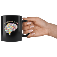 A Quilter's Brain Black Coffee Mug