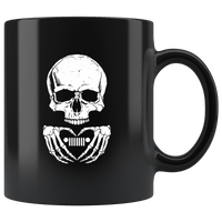 Skull loves jeep lover black coffee mug